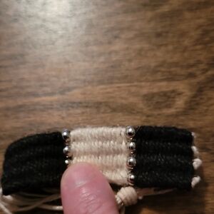 Paparazzi Black and Cream Woven Hair Accessory